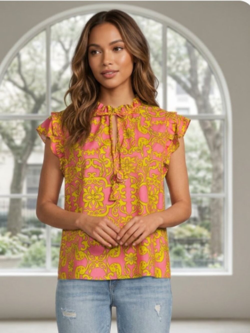 NWT MISA LOS ANGELES Basia Paisley Keyhole Top In Color Flra  Splendido